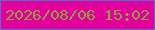 文字の大きさ：1、枠の色：5b69d0、背景の色：e2009d、文字の色：92a044 無料ブログパーツのブログ時計