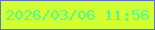 文字の大きさ：1、枠の色：5b74c3、背景の色：d2ff33、文字の色：57f989 無料ブログパーツのブログ時計