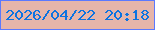 文字の大きさ：5、枠の色：5b79fe、背景の色：e6b5aa、文字の色：0c73e1 無料ブログパーツのブログ時計