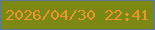 文字の大きさ：5、枠の色：5b7a97、背景の色：7c8714、文字の色：e7982d 無料ブログパーツのブログ時計
