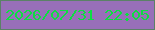 文字の大きさ：3、枠の色：5b8167、背景の色：986fb9、文字の色：0dde41 無料ブログパーツのブログ時計