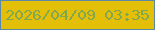 文字の大きさ：4、枠の色：5b87a8、背景の色：e4bf08、文字の色：83a651 無料ブログパーツのブログ時計