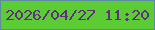 文字の大きさ：1、枠の色：5b8b9e、背景の色：5bcc34、文字の色：602f80 無料ブログパーツのブログ時計