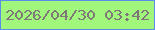 文字の大きさ：1、枠の色：5b8cea、背景の色：a0f77c、文字の色：7d7777 無料ブログパーツのブログ時計