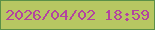 文字の大きさ：1、枠の色：5b9047、背景の色：b7c762、文字の色：b343a0 無料ブログパーツのブログ時計