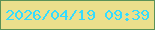 文字の大きさ：5、枠の色：5b9156、背景の色：ebdf8c、文字の色：33dcff 無料ブログパーツのブログ時計