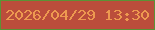 文字の大きさ：2、枠の色：5b9235、背景の色：bb4d3b、文字の色：ed9950 無料ブログパーツのブログ時計