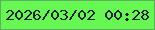 文字の大きさ：1、枠の色：5bb15f、背景の色：66f753、文字の色：222139 無料ブログパーツのブログ時計