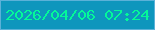 文字の大きさ：2、枠の色：5bb1d8、背景の色：0e96bd、文字の色：04f899 無料ブログパーツのブログ時計