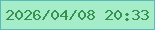文字の大きさ：4、枠の色：5bb9b9、背景の色：a5ecc8、文字の色：379151 無料ブログパーツのブログ時計