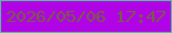 文字の大きさ：4、枠の色：5bbc9d、背景の色：b004e6、文字の色：776040 無料ブログパーツのブログ時計