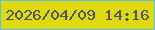 文字の大きさ：1、枠の色：5bbfe9、背景の色：ded910、文字の色：545365 無料ブログパーツのブログ時計