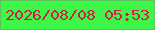 文字の大きさ：4、枠の色：5bc35b、背景の色：3df647、文字の色：cf1f4b 無料ブログパーツのブログ時計