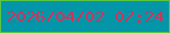 文字の大きさ：1、枠の色：5bc741、背景の色：0296a8、文字の色：d4315b 無料ブログパーツのブログ時計