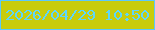 文字の大きさ：5、枠の色：5bc9fd、背景の色：c8cc0c、文字の色：5ed6fa 無料ブログパーツのブログ時計