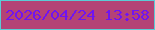 文字の大きさ：3、枠の色：5bcbd6、背景の色：b44276、文字の色：7014f1 無料ブログパーツのブログ時計