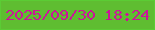 文字の大きさ：3、枠の色：5bcc34、背景の色：5fbd31、文字の色：cc1599 無料ブログパーツのブログ時計