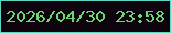文字の大きさ：4、枠の色：5bd8c4、背景の色：0d040e、文字の色：6dd974 無料ブログパーツのブログ時計