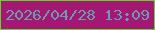 文字の大きさ：1、枠の色：5bda20、背景の色：a61674、文字の色：64a0ac 無料ブログパーツのブログ時計