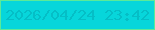 文字の大きさ：5、枠の色：5bea99、背景の色：07d6db、文字の色：05bec6 無料ブログパーツのブログ時計