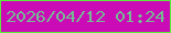文字の大きさ：4、枠の色：5beb3a、背景の色：cb0bb6、文字の色：76ba94 無料ブログパーツのブログ時計