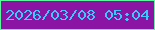 文字の大きさ：5、枠の色：5bf69d、背景の色：8c14a4、文字の色：39c8f9 無料ブログパーツのブログ時計