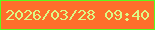 文字の大きさ：4、枠の色：5bf91e、背景の色：fe6e2b、文字の色：dbf886 無料ブログパーツのブログ時計