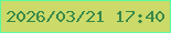 文字の大きさ：1、枠の色：5bfa9e、背景の色：cbda69、文字の色：378849 無料ブログパーツのブログ時計