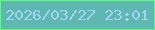 文字の大きさ：2、枠の色：5bfb7d、背景の色：5eb7b0、文字の色：a1d6f0 無料ブログパーツのブログ時計