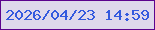 文字の大きさ：1、枠の色：5c048e、背景の色：dfd9ec、文字の色：345ade 無料ブログパーツのブログ時計