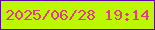 文字の大きさ：1、枠の色：5c09a5、背景の色：bcf801、文字の色：e53a8c 無料ブログパーツのブログ時計