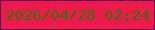 文字の大きさ：2、枠の色：5c0d61、背景の色：f0194c、文字の色：31720f 無料ブログパーツのブログ時計