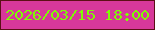 文字の大きさ：5、枠の色：5c0f15、背景の色：d7389a、文字の色：7dfc04 無料ブログパーツのブログ時計