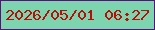 文字の大きさ：4、枠の色：5c0f7b、背景の色：7cd5af、文字の色：b90d09 無料ブログパーツのブログ時計