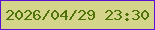 文字の大きさ：1、枠の色：5c10d3、背景の色：d5d48b、文字の色：4f7308 無料ブログパーツのブログ時計