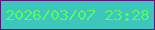 文字の大きさ：3、枠の色：5c147b、背景の色：3bc7bb、文字の色：59f964 無料ブログパーツのブログ時計