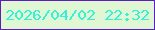 文字の大きさ：5、枠の色：5c1cc0、背景の色：dff7d2、文字の色：36f0da 無料ブログパーツのブログ時計