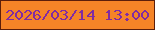 文字の大きさ：3、枠の色：5c1e0a、背景の色：f58427、文字の色：812ba3 無料ブログパーツのブログ時計