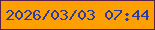 文字の大きさ：2、枠の色：5c2148、背景の色：fe9f02、文字の色：293ba4 無料ブログパーツのブログ時計