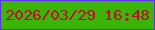 文字の大きさ：2、枠の色：5c33ed、背景の色：39b407、文字の色：bf0d29 無料ブログパーツのブログ時計