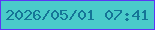 文字の大きさ：1、枠の色：5c36f5、背景の色：4acbca、文字の色：157597 無料ブログパーツのブログ時計