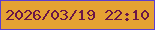 文字の大きさ：1、枠の色：5c3ed0、背景の色：e5a233、文字の色：6a1647 無料ブログパーツのブログ時計