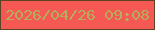 文字の大きさ：1、枠の色：5c4324、背景の色：f65853、文字の色：b5ad5b 無料ブログパーツのブログ時計