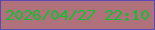 文字の大きさ：2、枠の色：5c49b5、背景の色：af727b、文字の色：13bd33 無料ブログパーツのブログ時計