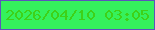 文字の大きさ：5、枠の色：5c54bb、背景の色：35f15c、文字の色：3ed118 無料ブログパーツのブログ時計
