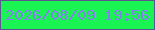 文字の大きさ：5、枠の色：5c5690、背景の色：19f453、文字の色：8680ef 無料ブログパーツのブログ時計