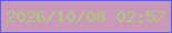 文字の大きさ：2、枠の色：5c5df1、背景の色：ca99ba、文字の色：adcb77 無料ブログパーツのブログ時計
