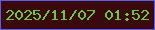 文字の大きさ：1、枠の色：5c60e9、背景の色：39090d、文字の色：6bc74c 無料ブログパーツのブログ時計