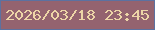 文字の大きさ：2、枠の色：5c71a0、背景の色：94636f、文字の色：edd5a7 無料ブログパーツのブログ時計