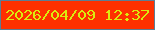 文字の大きさ：2、枠の色：5c7d94、背景の色：fe3000、文字の色：dbea0f 無料ブログパーツのブログ時計